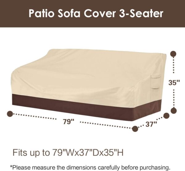 vailge patio sofa cover, 100% waterproof 3 seater lawn furniture covers, patio furniture covers with air vent and handle