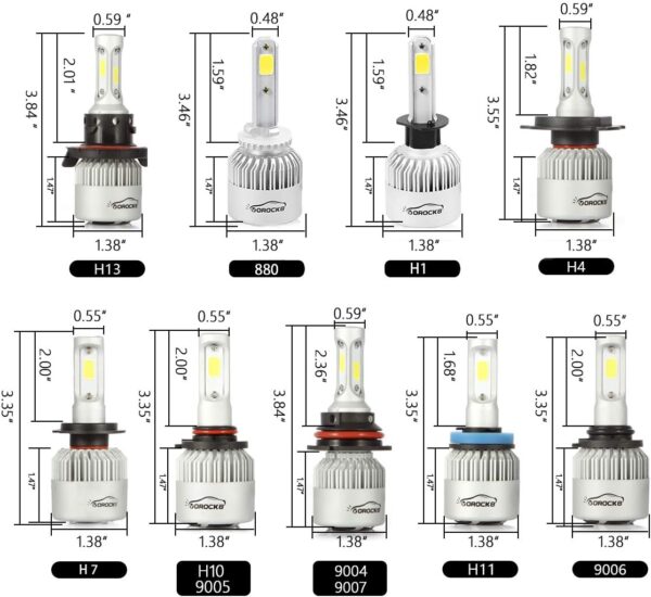 vorock8 8000 lumens r2 cob h11 h8 h9 h16 led conversion kit, low beam dipped bulbs, bright h9 light, fog driving light, halogen bulbs replacement, 6500k xenon white, 1 pair