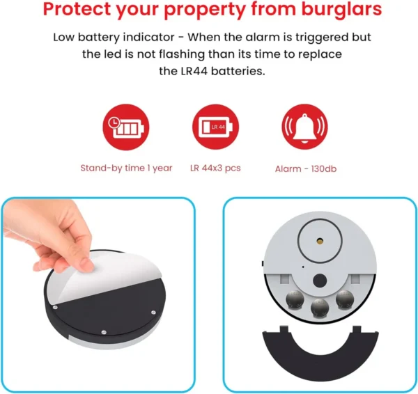 window alarm with vibration sensor loud 130db alarm & easy installation great to protect your home, office & rv from burglars triggers alarm when window gets smashed pack of 6, silver/black
