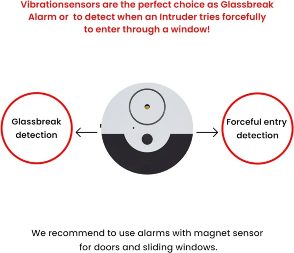 window alarm with vibration sensor loud 130db alarm & easy installation great to protect your home, office & rv from burglars triggers alarm when window gets smashed pack of 6, silver/black