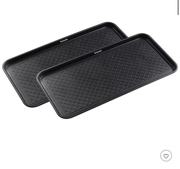 large all weather indoor/outdoor boot tray weather resistant plastic shoe mat with raised edge for entryways, decks, and patios by stalwart (black)
