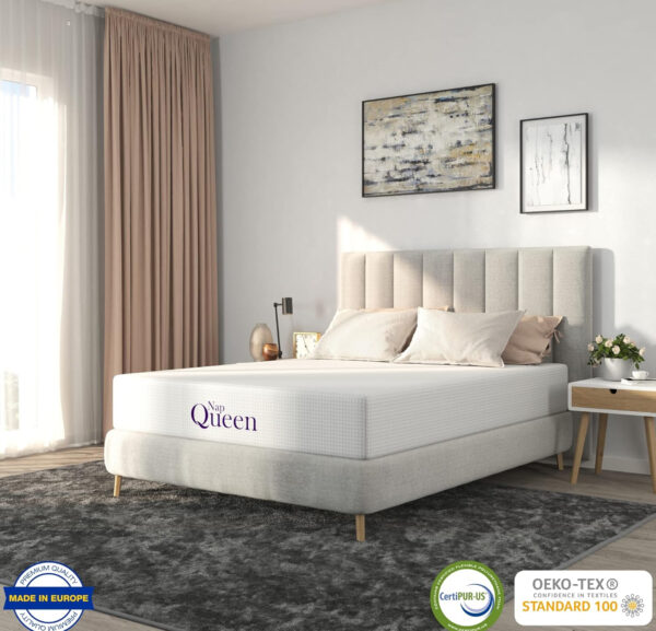 napqueen 8 inch queen size mattress, bamboo charcoal memory foam mattress, white