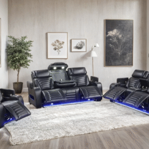 tokyo 3pc black power reclining set