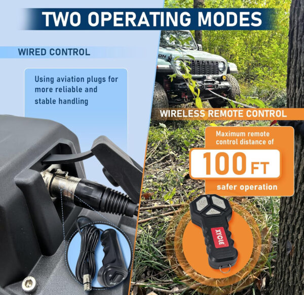10000lbs electric winch 12v ip68waterproof off road vehicle rescue winchs with2wireless remote controls and1/2"synthetic rope suitable for towing suvs,loggers,trucks,trailers,jeeps,4wd(black)