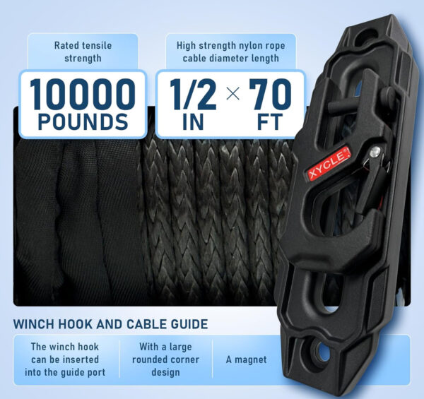 10000lbs electric winch 12v ip68waterproof off road vehicle rescue winchs with2wireless remote controls and1/2"synthetic rope suitable for towing suvs,loggers,trucks,trailers,jeeps,4wd(black)