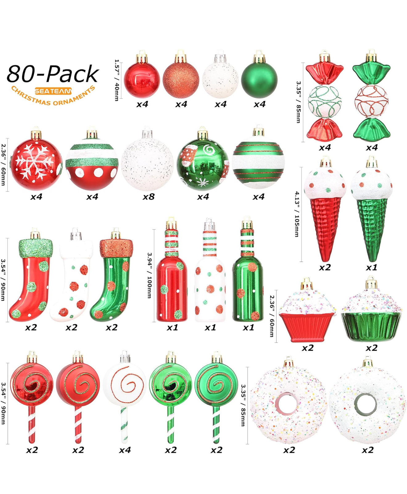 sea team – set of 80 shatterproof christmas ball ornaments, assorted decorative hanging ornaments with reusable gift box, for christmas tree (elf theme) sea team – set of 80 shatterproof christmas ball ornaments, assorted decorative hanging ornaments with reusable gift box, for christmas tree (elf theme)
